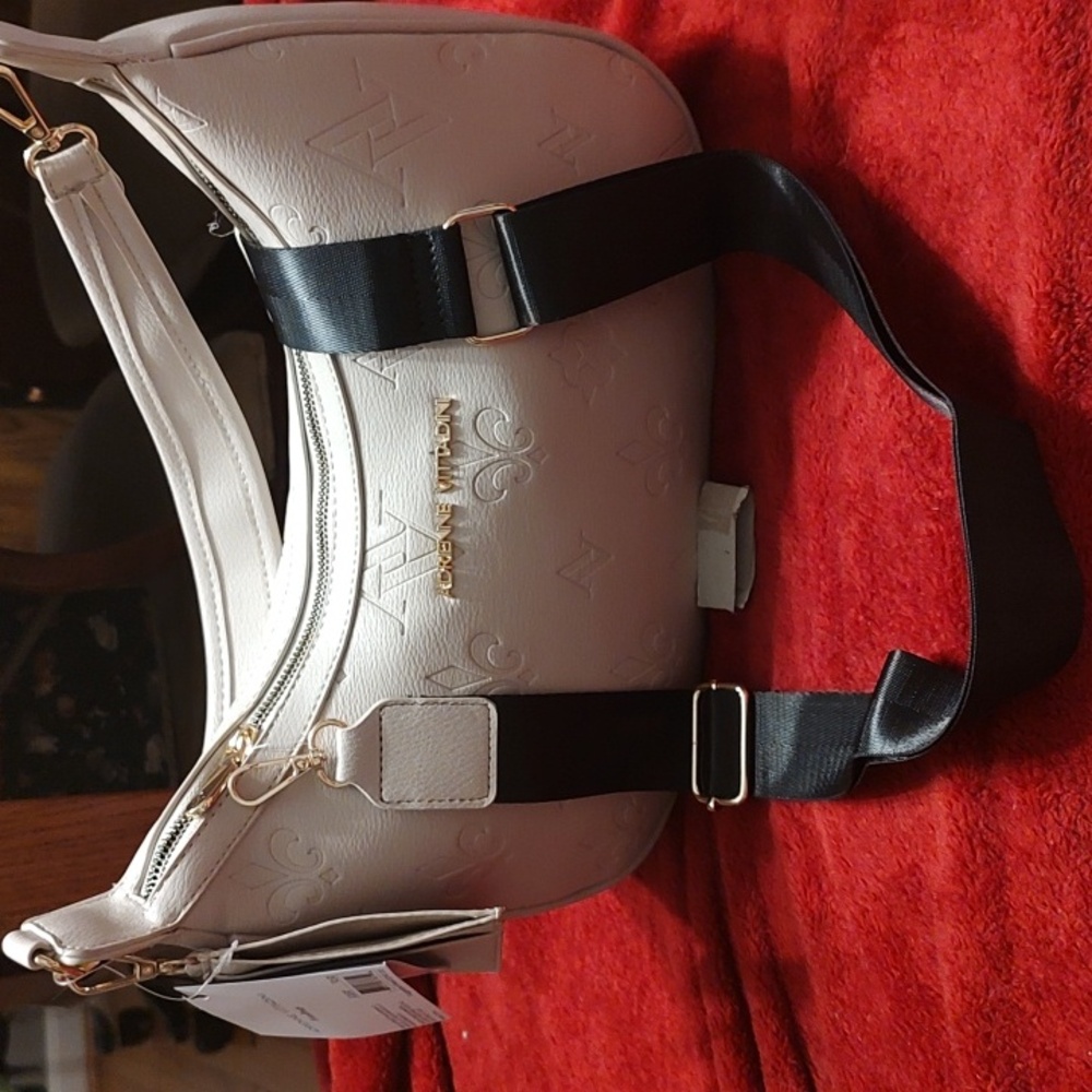 Adrienne Vittadini NWT taupe vegan leather shoulder/crossbody bag $190 retail - Picture 5 of 16